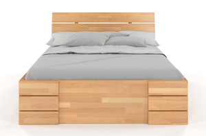 Łóżko drewniane bukowe Visby Sandemo High Drawers (z szufladami) / 90x200 cm, kolor palisander