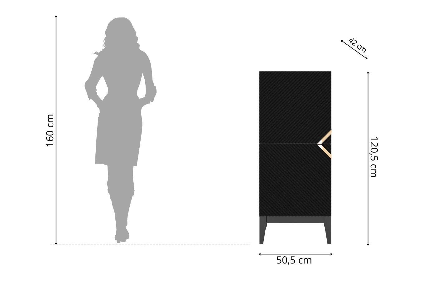 Drewniana komoda Visby DEMI HIGH 2D / kolor czarny / szer. 50,5 cm