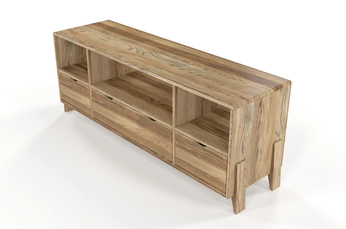 Drewniana szafka RTV dębowa Visby GDYNIA na nóżkach / szer. 160 cm
