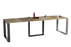 Nowoczesny rozkładany stół BORYS BIS na metalowych nogach 130-310 x 90 cm (dąb nature)