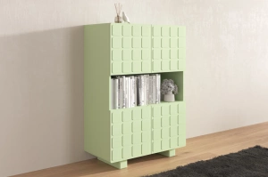 Nowoczesna komoda z frontami 3D Skandica CUBO HIGH / kolor pudrowa zieleń / szer. 85 cm