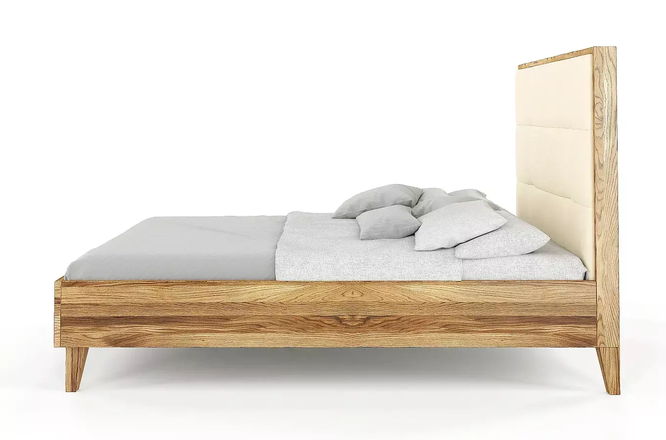 Tapicerowane łóżko drewniane dębowe Visby FRIDA z wysokim zagłówkiem / 180x200 cm, olej retro, zagłówek French Velvet 652