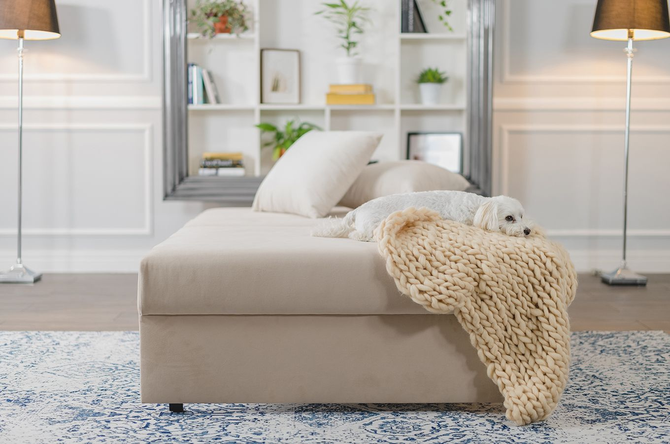 Nowoczesna rozkładana sofa Dancan OLGA z funkcją spania i pojemnikiem na pościel / 4 szerokości + 5 kolorów do wyboru!