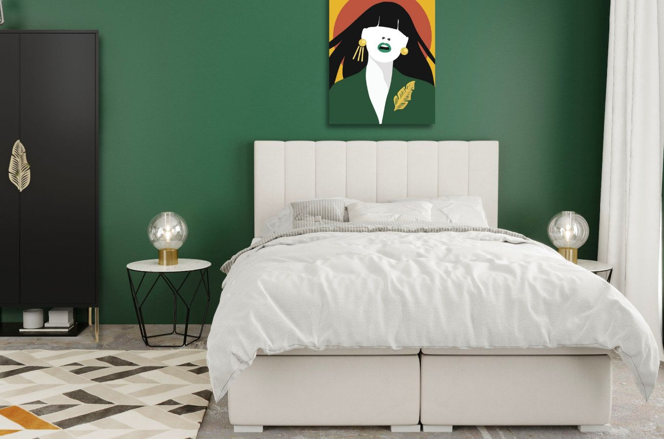 Wysoka czarna komoda ze złotymi dodatkami Skandica MERLIN / szer. 80 cm