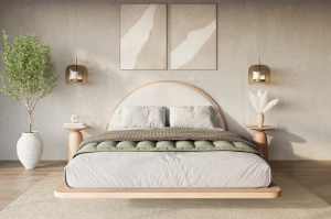 Łóżko lewitujące drewniane bukowe Visby MOMOKO / 120x200 cm, kolor naturalny