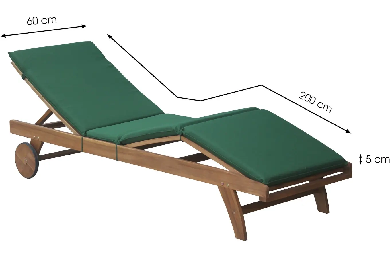 Leżak ogrodowy SINTRA z zieloną poduszką