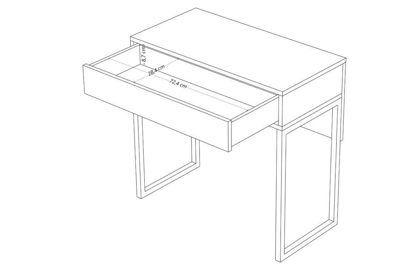 Biała nowoczesna toaletka Dancan EVA ze srebrnym stelażem