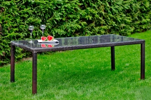 Zestaw mebli ogrodowych z technorattanu SERRA / Stół + 8 krzeseł