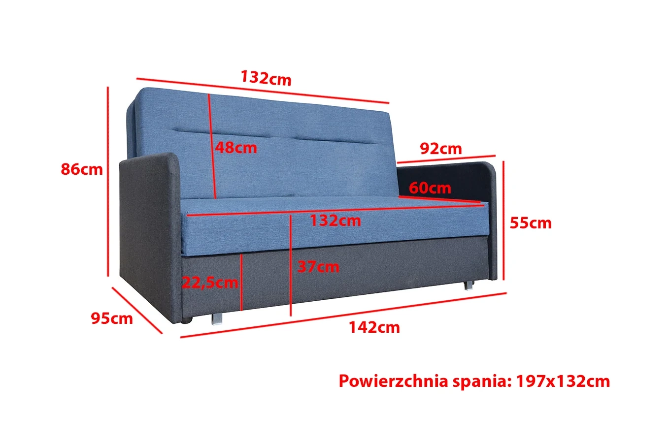 Elegancka sofa ZUZA z funkcją spania / szerokość 142 cm