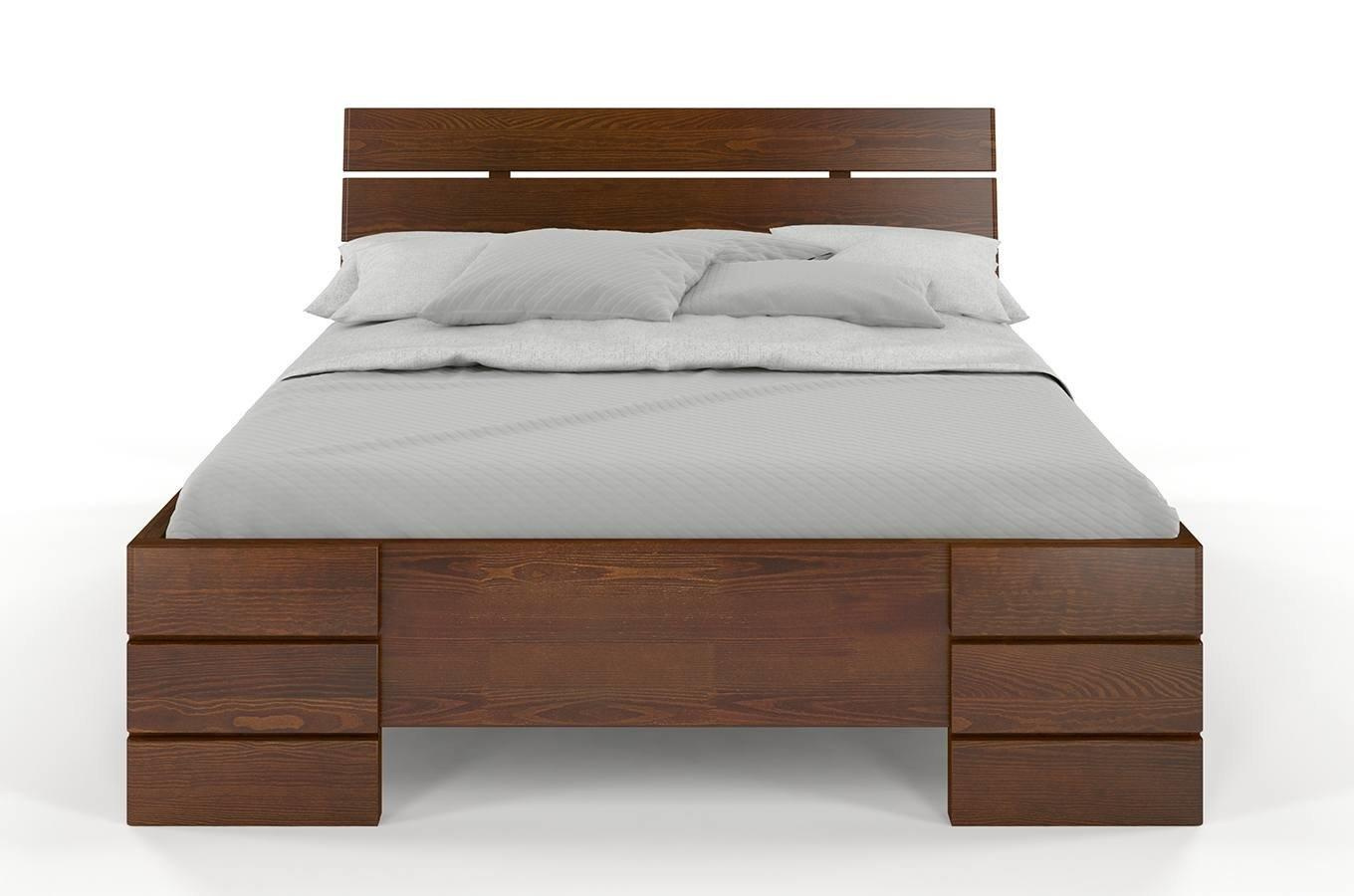 Łóżko drewniane sosnowe Visby Sandemo HIGH & BC (Skrzynia na pościel) / 200x200 cm, kolor naturalny