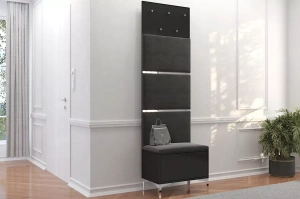 Czarno-srebrne siedzisko z pojemnikiem Dancan EVELINE wysoki połysk / szer. 60 cm