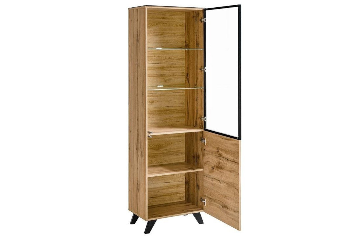 Zestaw nowoczesnych mebli do salonu THIN / dąb wotan + czarny / szer. 340 cm