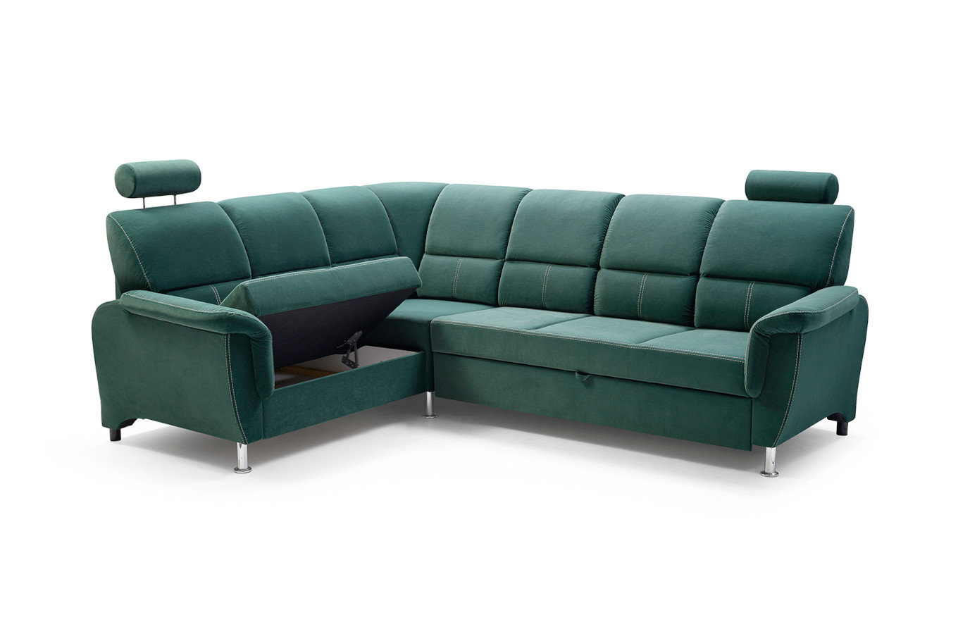 Klasyczny rozkładany narożnik DANIELA z pojemnikiem na pościel