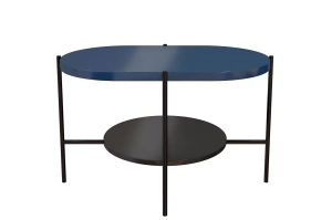 Nowoczesny stolik kawowy Dancan ARENA / czarna podstawa + granatowy i czarny blat