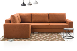 Nowoczesny rozkładany narożnik PEDRO z pojemnikiem na pościel