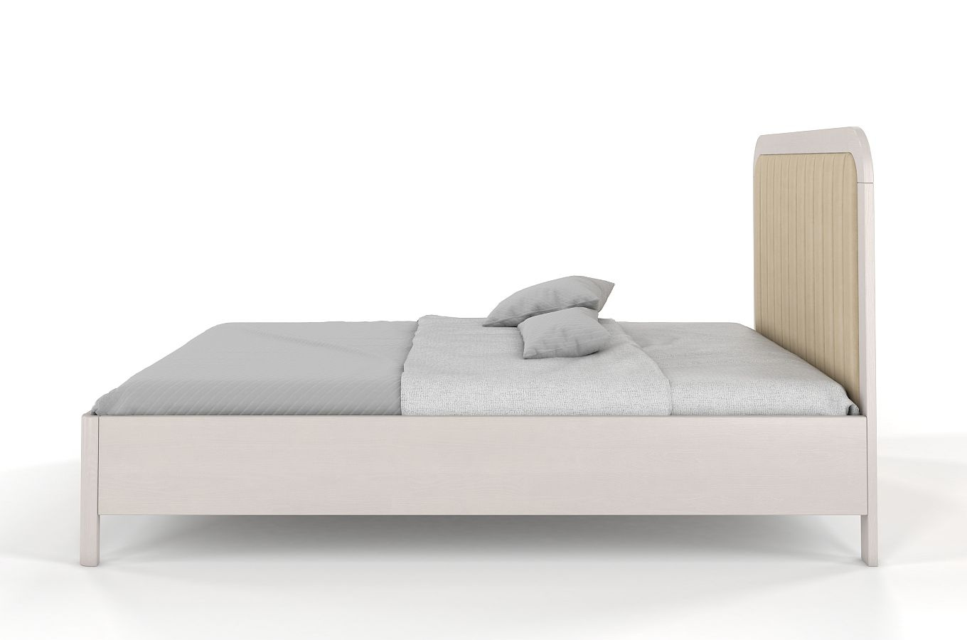 Tapicerowane łóżko drewniane sosnowe Visby MODENA z wysokim zagłówkiem