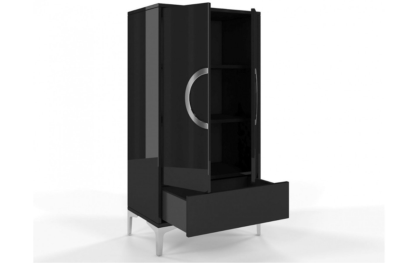 Czarna wysoka nowoczesna komoda Dancan EVA połysk / szer. 60 cm