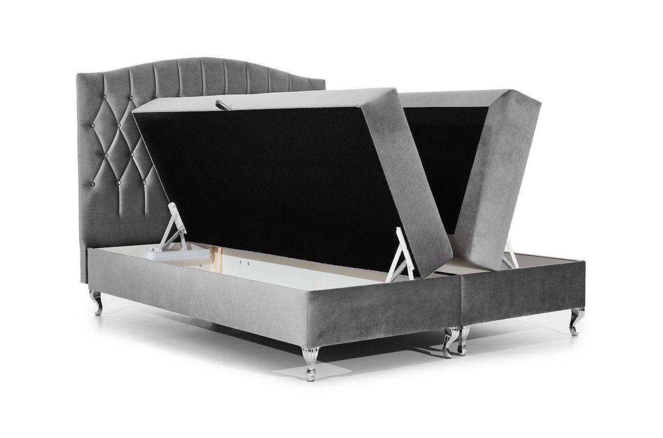 Tapicerowane łóżko kontynentalne PARLA z pikowaniem karo na zagłówku