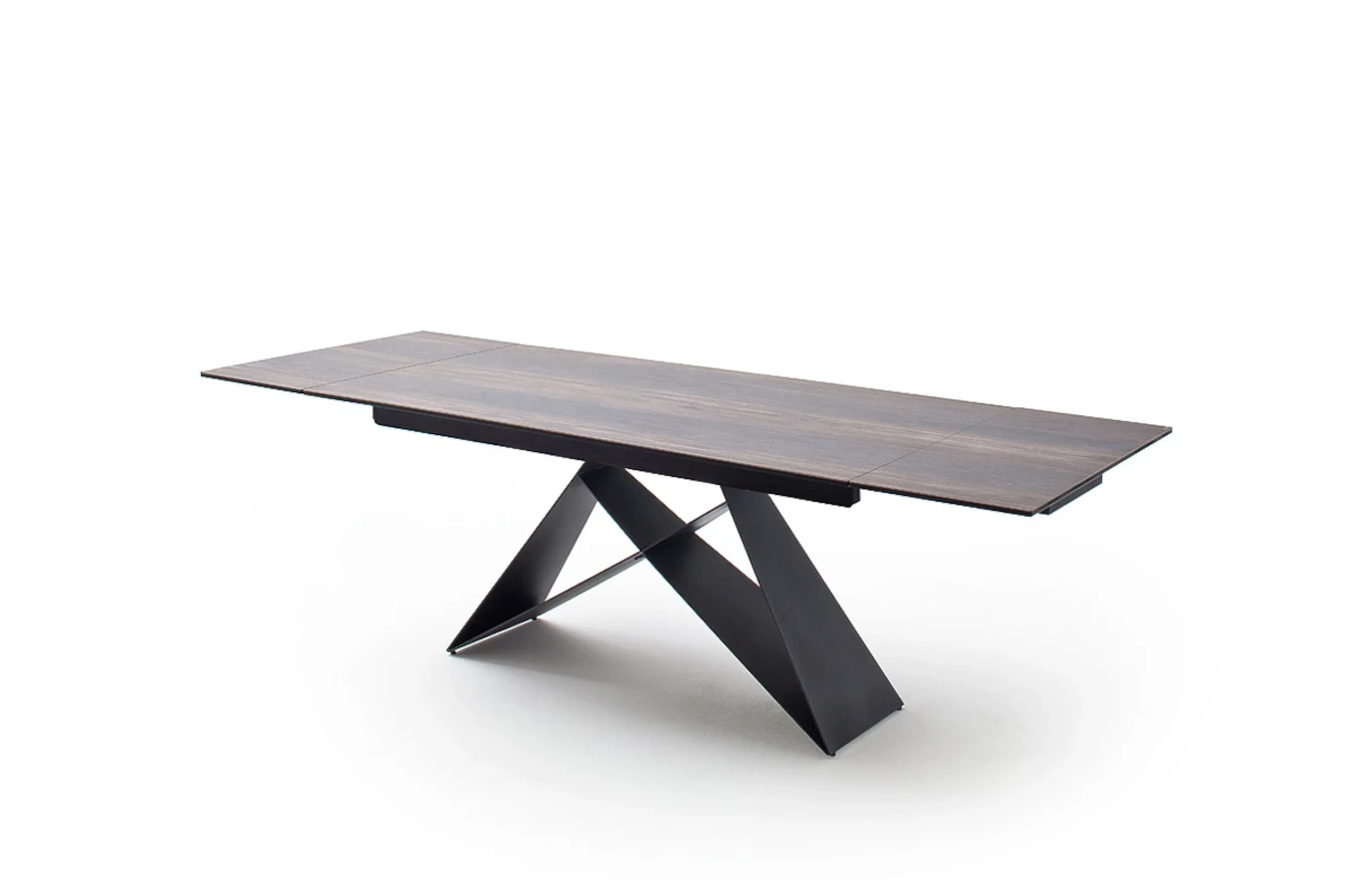 Nowoczesny rozkładany stół KOBE z ceramicznym blatem na metalowych nogach, kolor ciemne drewno / 160-240 x 90 cm
