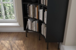 Nowoczesny narożny regał na książki Skandica HORN z czarnymi nogami / czarny / szer. 80 cm