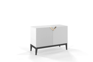 Drewniana komoda Visby DEMI LONG 2D / kolor biały + czarne nogi / szer. 100,5 cm