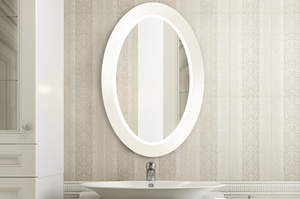 Owalne lustro OVAL BOLD z oświetleniem LED / rama dostępna w 5 kolorach
