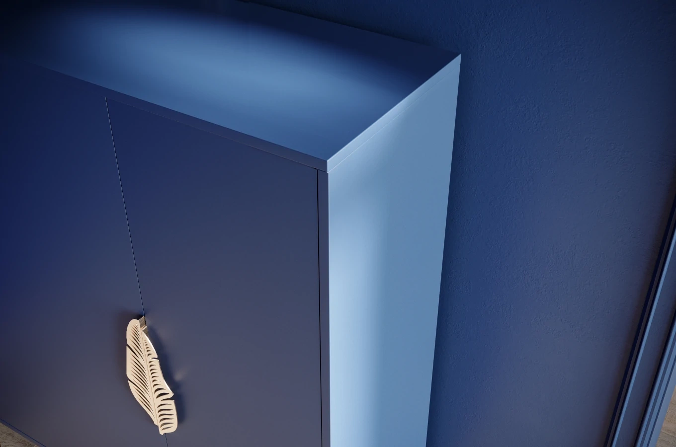 Granatowa komoda / szafka na buty Skandica MERLIN ze złotymi dodatkami / szer. 100 cm