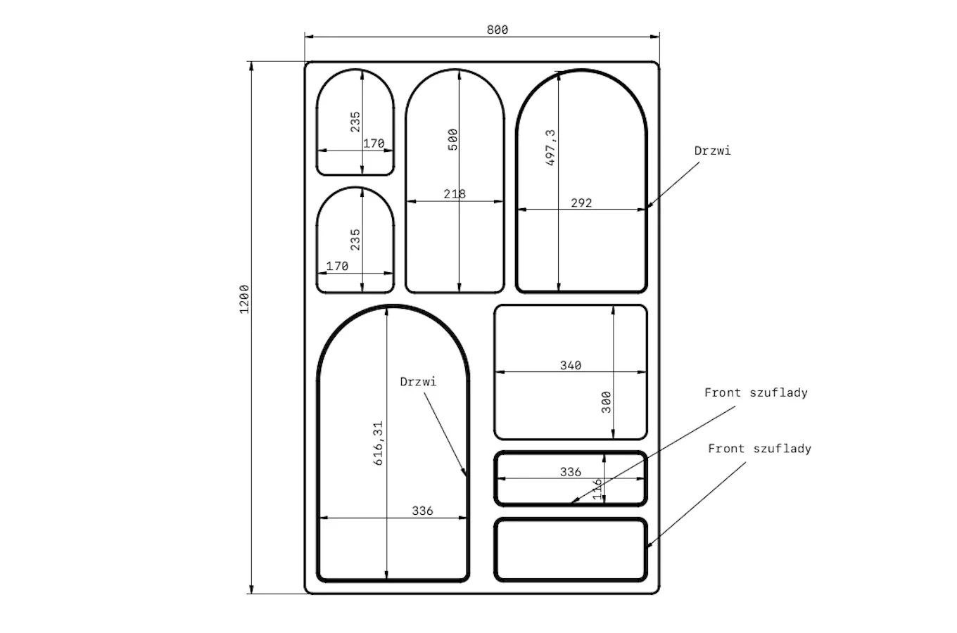 Drewniana komoda z łukami Visby OLIMPIA HIGH / kolor bordowy / szer. 80 cm