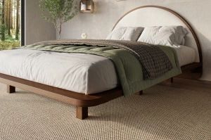 Łóżko lewitujące drewniane bukowe Visby MOMOKO / 120x200 cm, kolor orzech