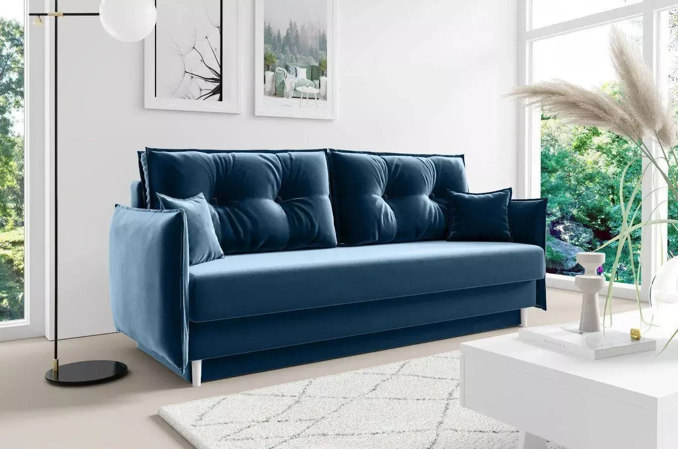 Elegancka sofa BRADLEY z funkcją spania i pojemnikiem na pościel