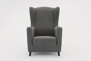 Szary fotel uszak Skandica AGNETA / nóżki czarne