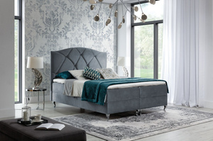 Tapicerowane łóżko kontynentalne do sypialni BRACCIANO w stylu glamour