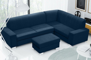 Nowoczesny rozkładany narożnik ARTUR z pojemnikiem na pościel + puf w zestawie