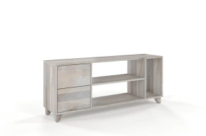 Drewniana szafka RTV dębowa Visby VIVECA na nóżkach / szer. 140 cm