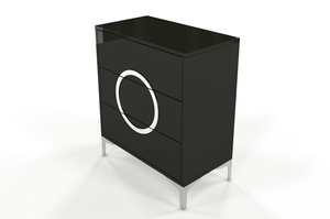 Czarna nowoczesna komoda Dancan BRITT połysk / szer. 70 cm