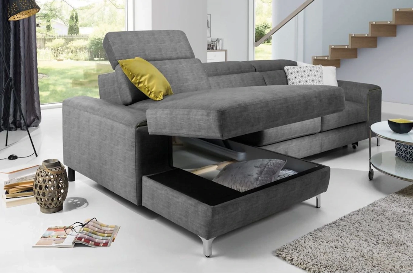 Narożnik KLEOPATRA I z funkcją spania i pojemnikiem na pościel