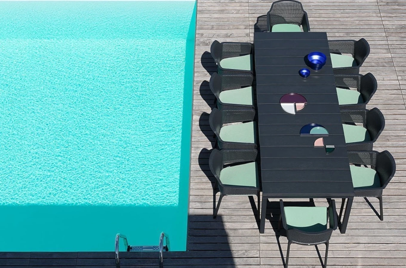 Zestaw mebli do ogrodu - rozkładany stół RIO 210-280 cm + 8 krzeseł NET RELAX