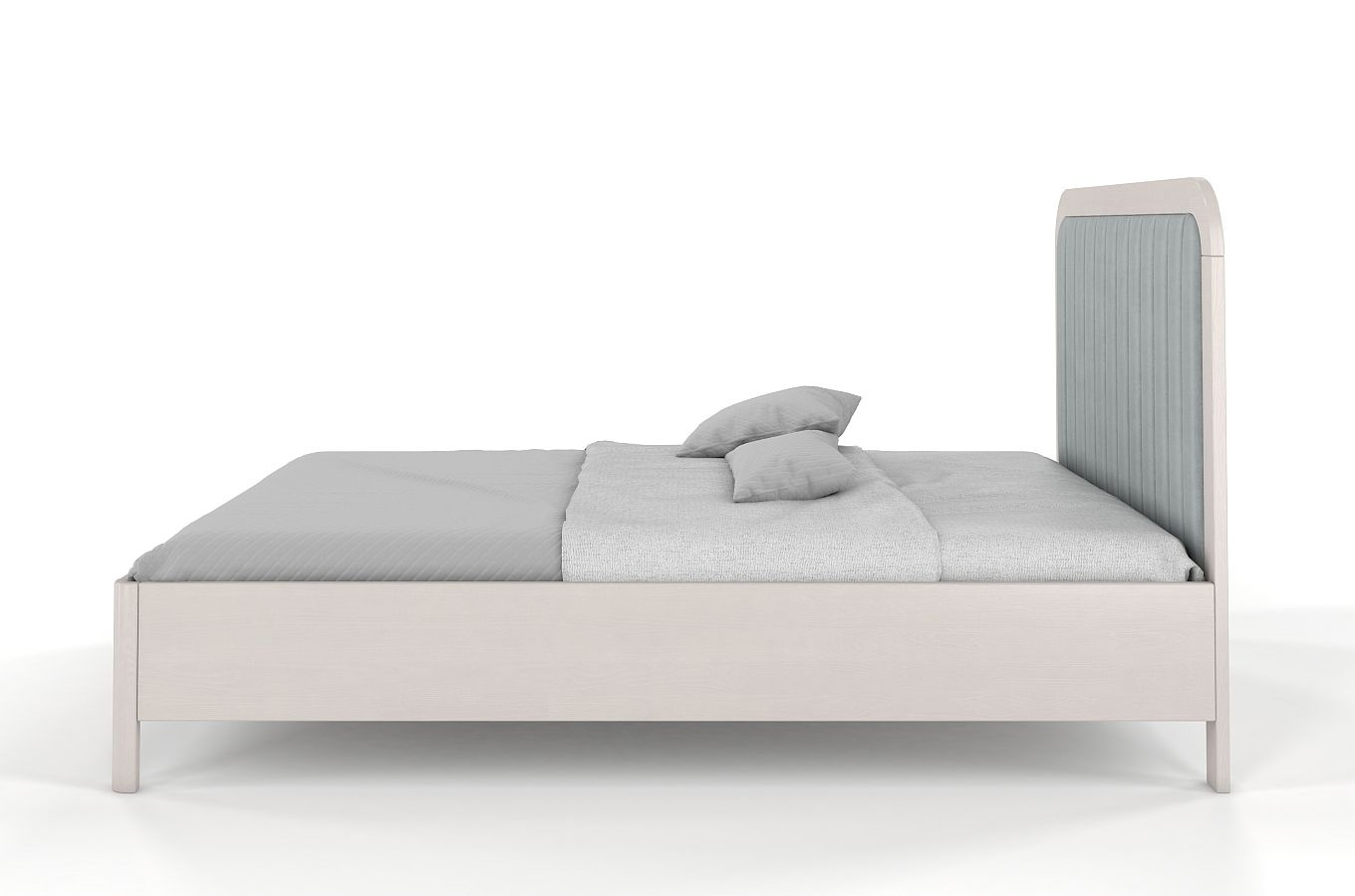 Tapicerowane łóżko drewniane sosnowe Visby MODENA z wysokim zagłówkiem