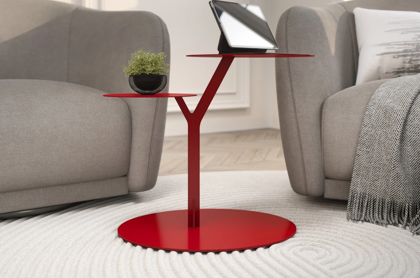 Metalowy stolik pomocniczy do salonu Kayani IROKO / kolor bordowy