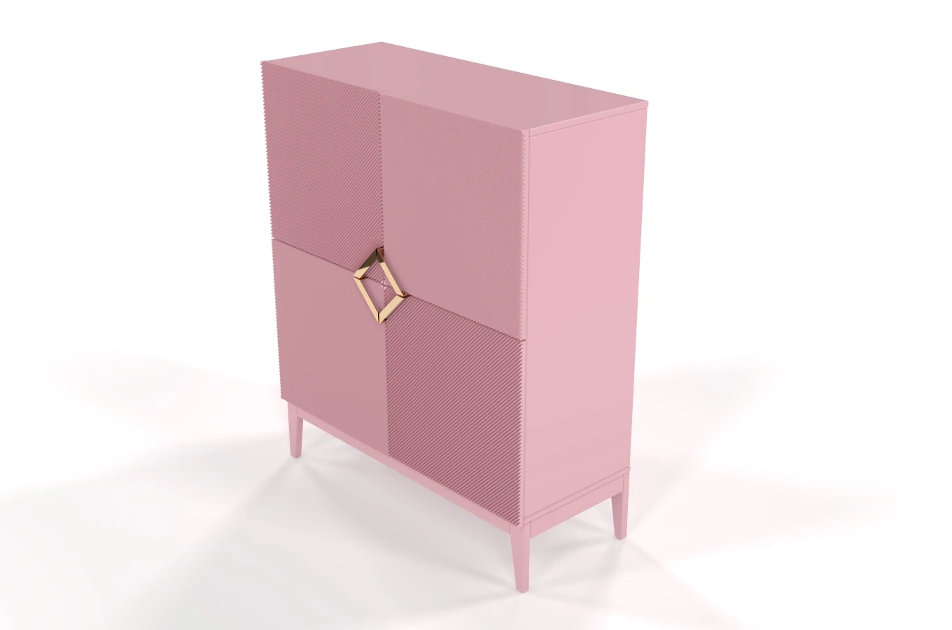 Drewniana komoda Visby DEMI HIGH / kolor pudrowy róż / szer. 100 cm