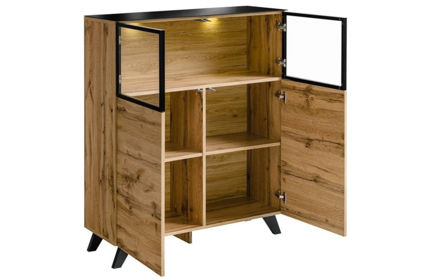 Zestaw nowoczesnych mebli do salonu THIN / dąb wotan + czarny / szer. 340 cm