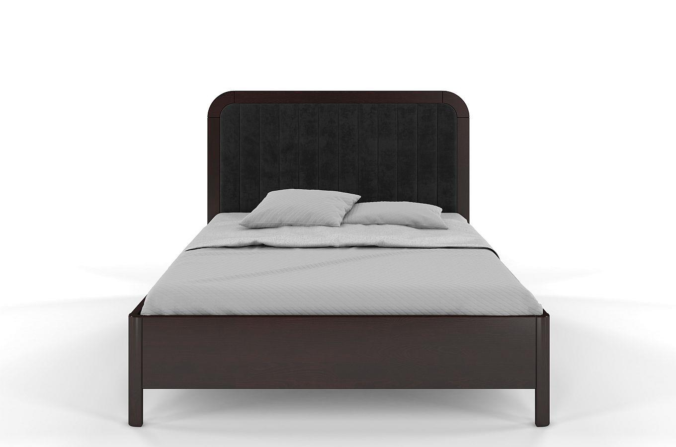 Tapicerowane łóżko drewniane sosnowe Visby MODENA BC z wysokim zagłówkiem / 160x200 cm, kolor palisander, zagłówek Casablanca 2316 (skrzynia na pościel)