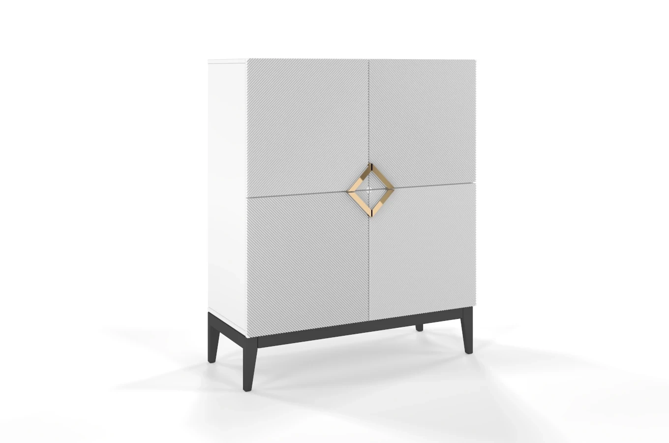 Drewniana komoda Visby DEMI HIGH / kolor biały + czarne nogi / szer. 100 cm