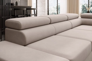 Nowoczesny narożnik TANZANIT L z funkcją spania i pojemnikiem na pościel