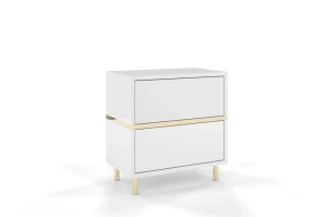 Elegancka biała szafka nocna Dancan MARIKA ze złotymi dodatkami / szer. 49 cm