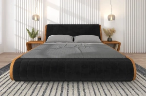 Łóżko lewitujące drewniane dębowe Visby HARALD / 200x200 cm, lakier naturalny, zagłówek Trinity 16