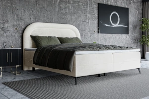 Tapicerowane łóżko kontynentalne DIEGO z półokrągłym zagłówkiem
