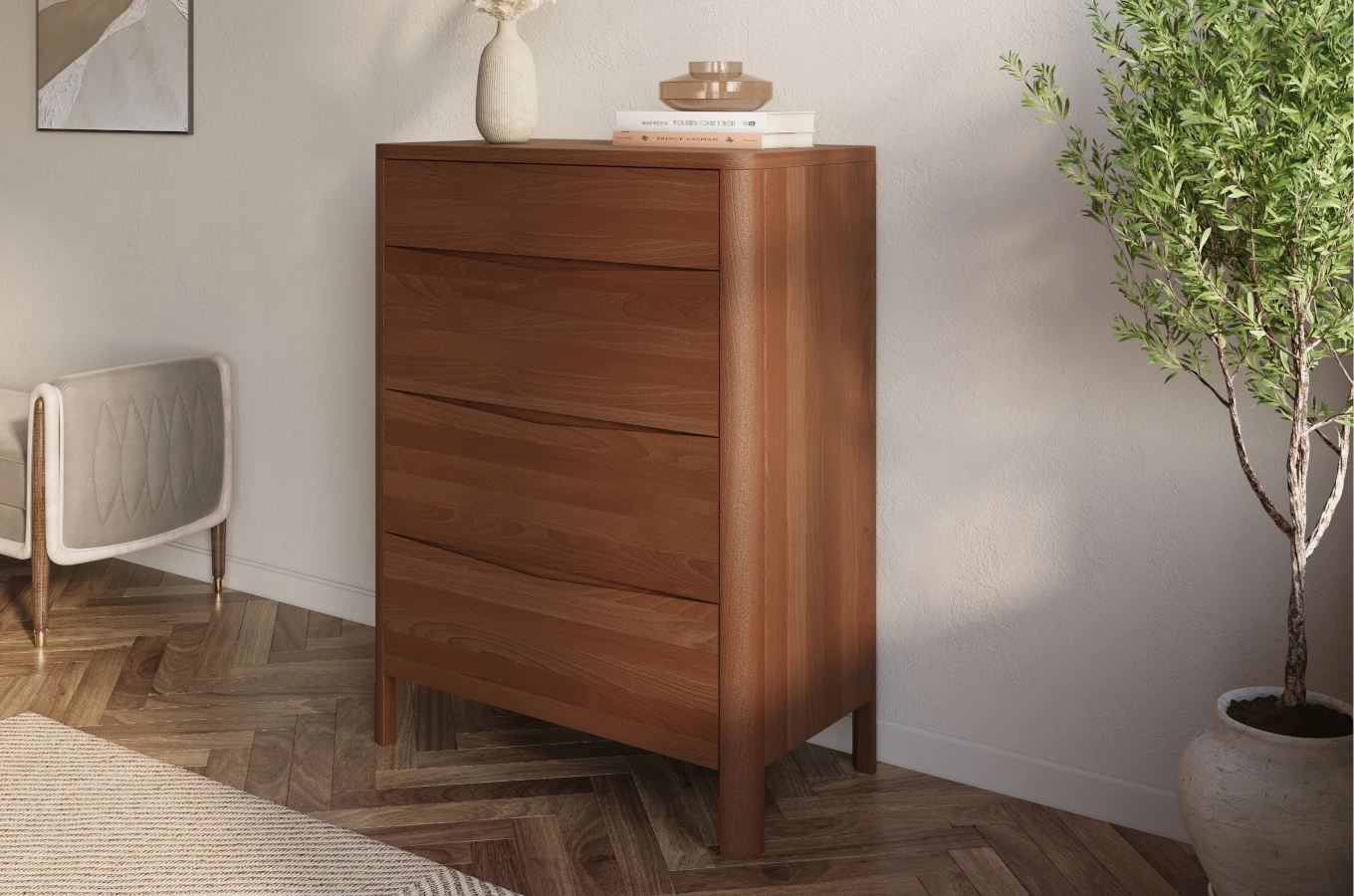 Drewniana komoda bukowa Visby MODENA 80 / kolor orzech