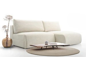 Nowoczesny rozkładany narożnik PIKSI z pojemnikiem na pościel