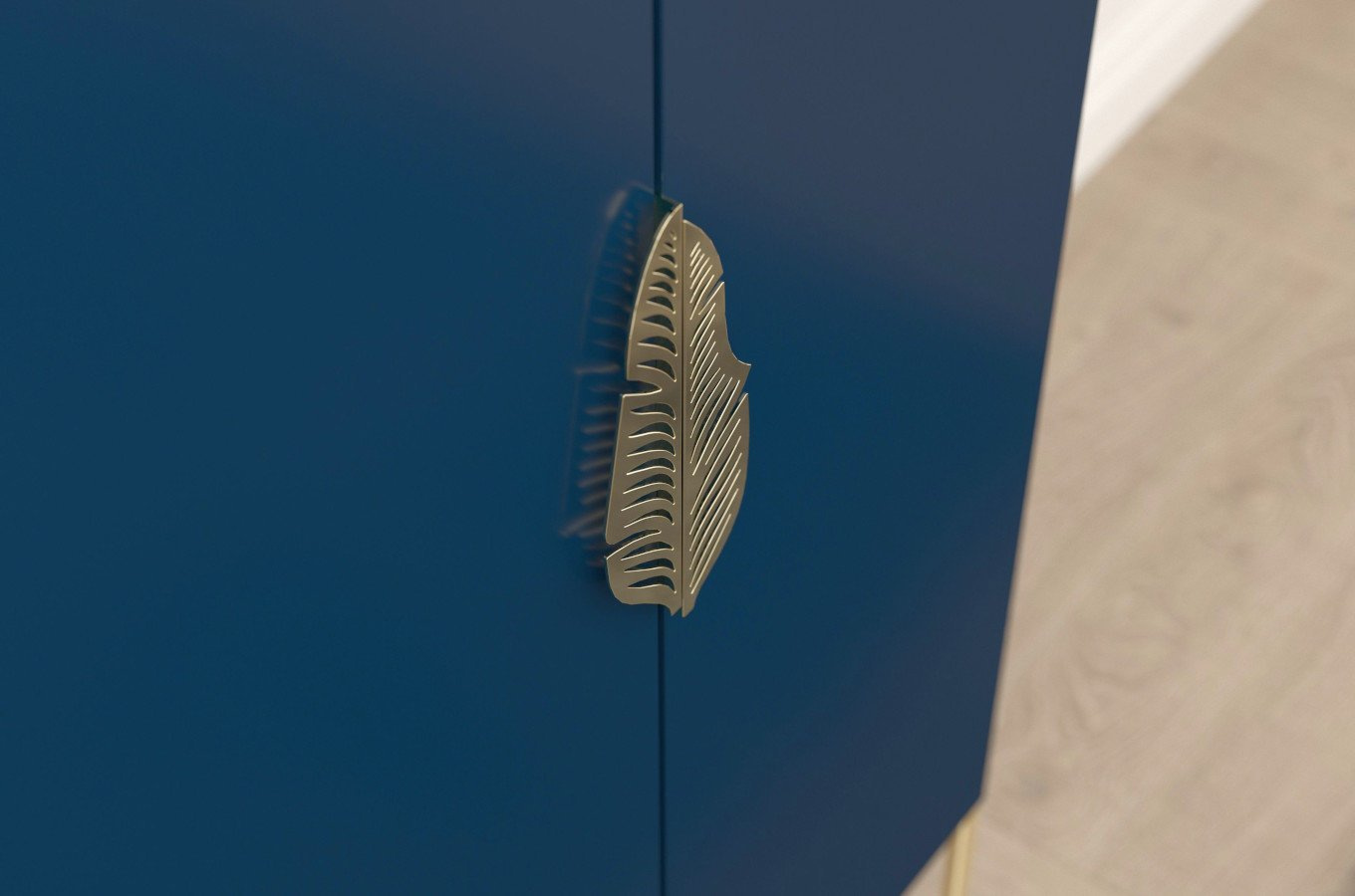 Wysoka granatowa komoda ze złotymi dodatkami Skandica MERLIN / szer. 80 cm